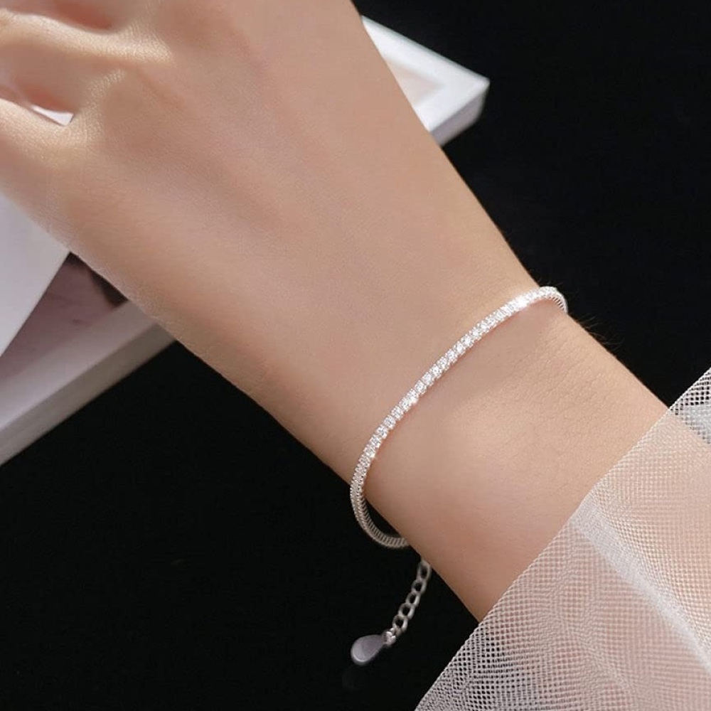 Sterling .925 Silver adjustable crystal bracelet brand new great gift